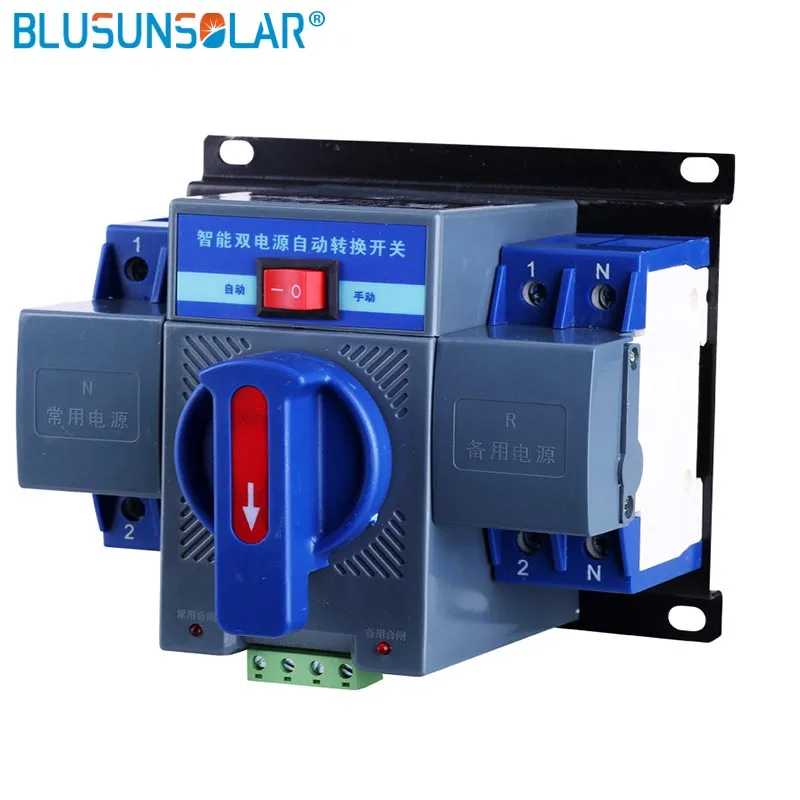 Mini Din Rail 2P 3P 4P ATS Dual Power Automatic Transfer Switch Uninterrupted Power Solar Transfer Switch AC Circuit Breakers