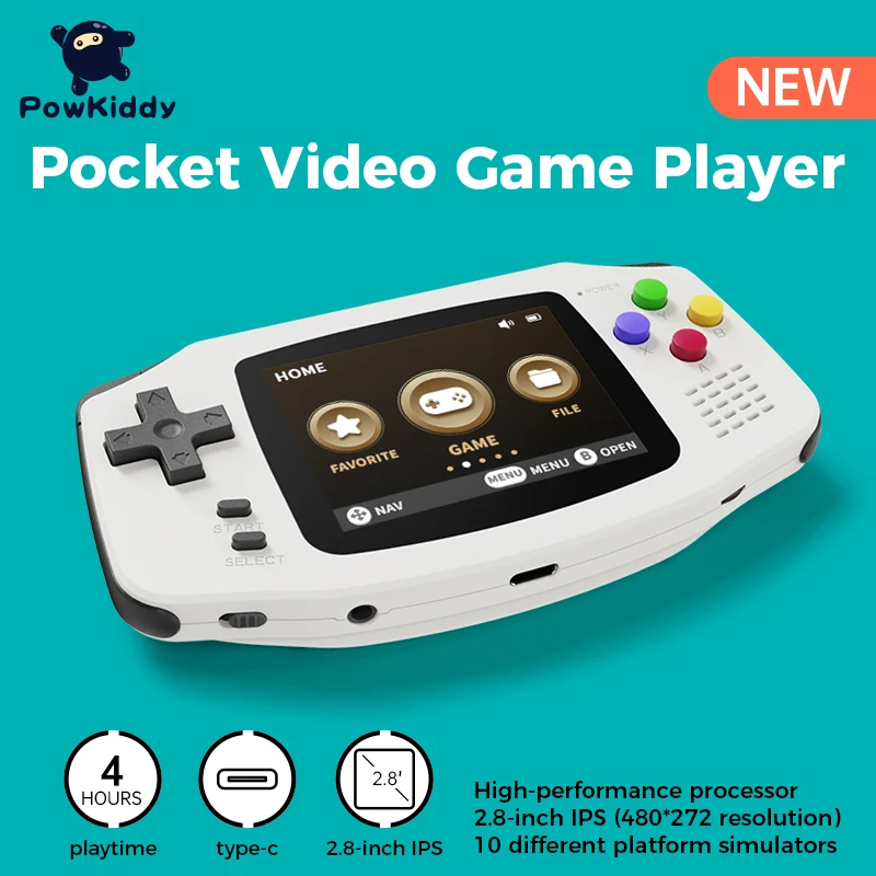 

New POWKIDDY A30 Handheld Game Console 2.8 inch IPS HD Screen 32G Built-in 4000 Games Portable Game Console Children's Gift