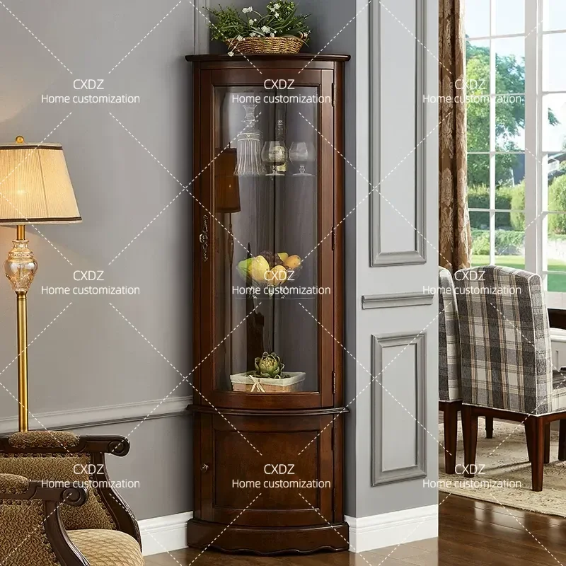 Solid Wood Corner Cabinet Household Multi Functional Triangular Wall Mounted Storage Unit for Dining Room Sideboard Wine Rack