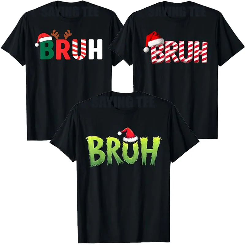 

Bruh Christmas Candy Cane for Teen Boys Funny Xmas-Bruh T-Shirt Family Matching Lazy Ugly Pajamas Apparel Holiday Saying Tee Top