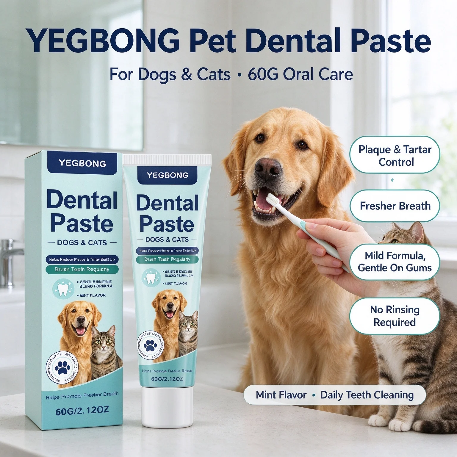 Pet Dental Paste Plaque Control Slows Plaque Build Tartar Defense Soften Residues Fresh Breath Mild Dog Cat Oral Care Toothpaste