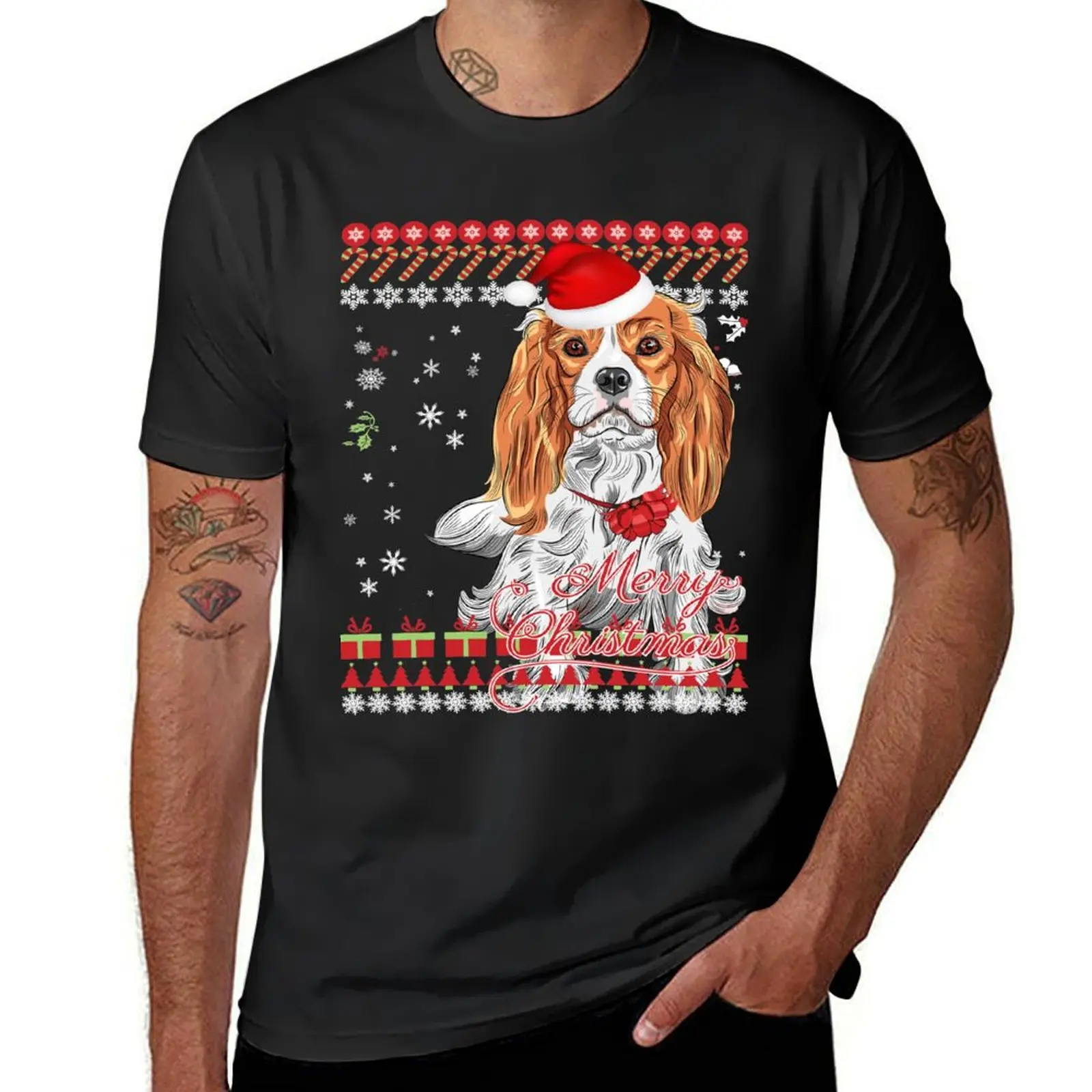 Cavalier King Charles Spaniel Ugly Christmas Sweater Shirt T-Shirt for a boy shirts graphic tees mens tall t shirts