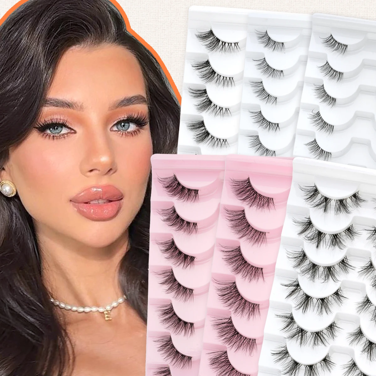 YSDO New 3/7/10 Pairs Half Lashes Natural Long Fake Eyelashes Handmade Fluffy Cat Eye Lashes 3D Mink Lashes Extensiones Make up