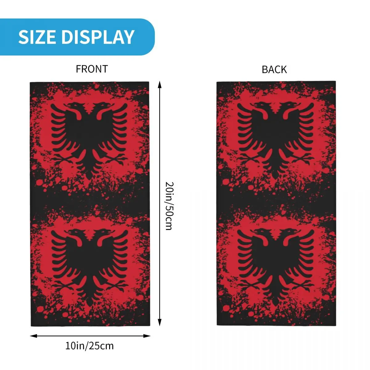 Custom Retro Albania Flag Bandana Neck Gaiter for Hiking Cycling Men Women Wrap Scarf Albanian Eagle Balaclava Warmer