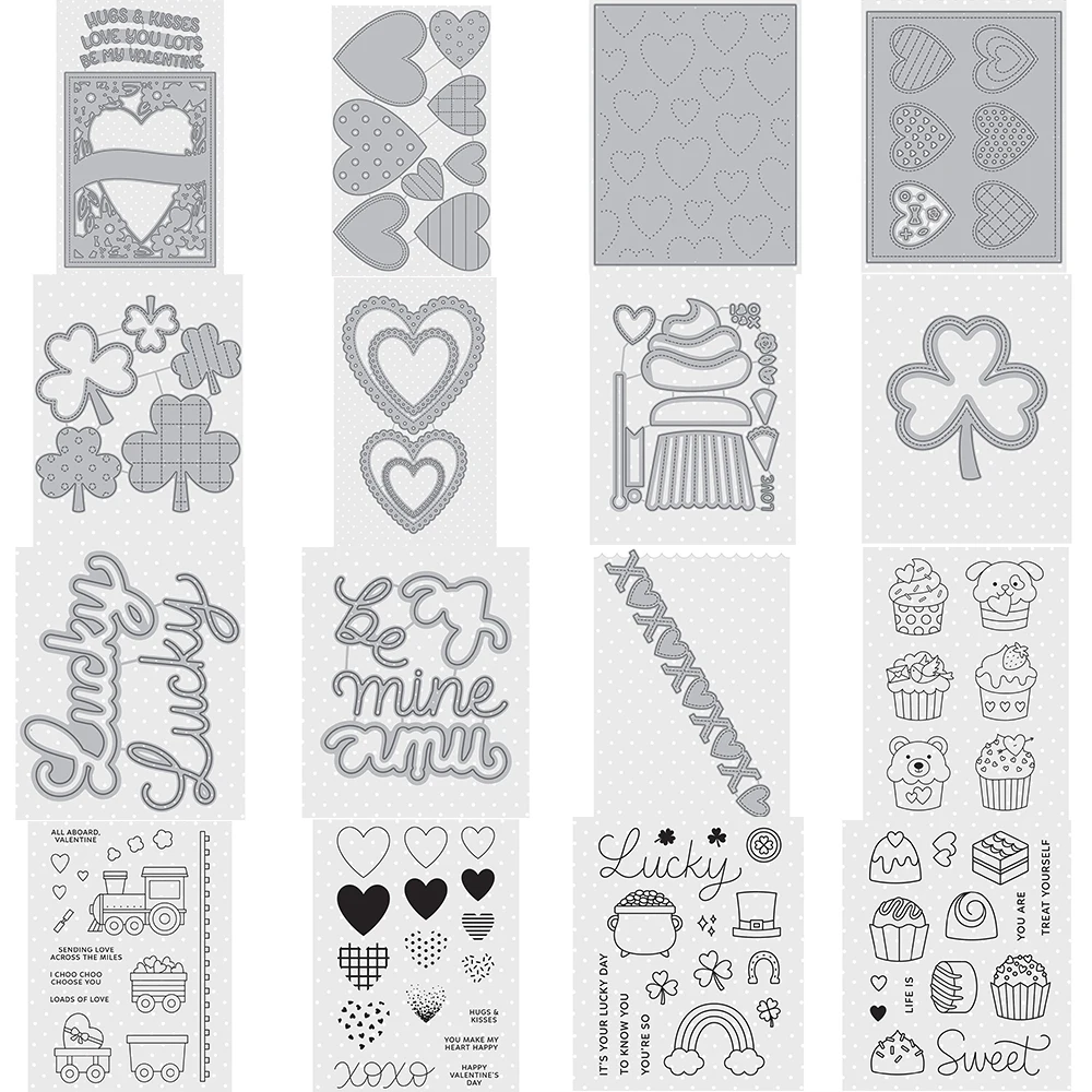 Набор штампов для кексов на день Святого Валентина, штампы с проушинами и сердечками XOXO, штампы в форме сердца для DIY, скрапбукинга, альбом Decora, ремесленная открытка 2025