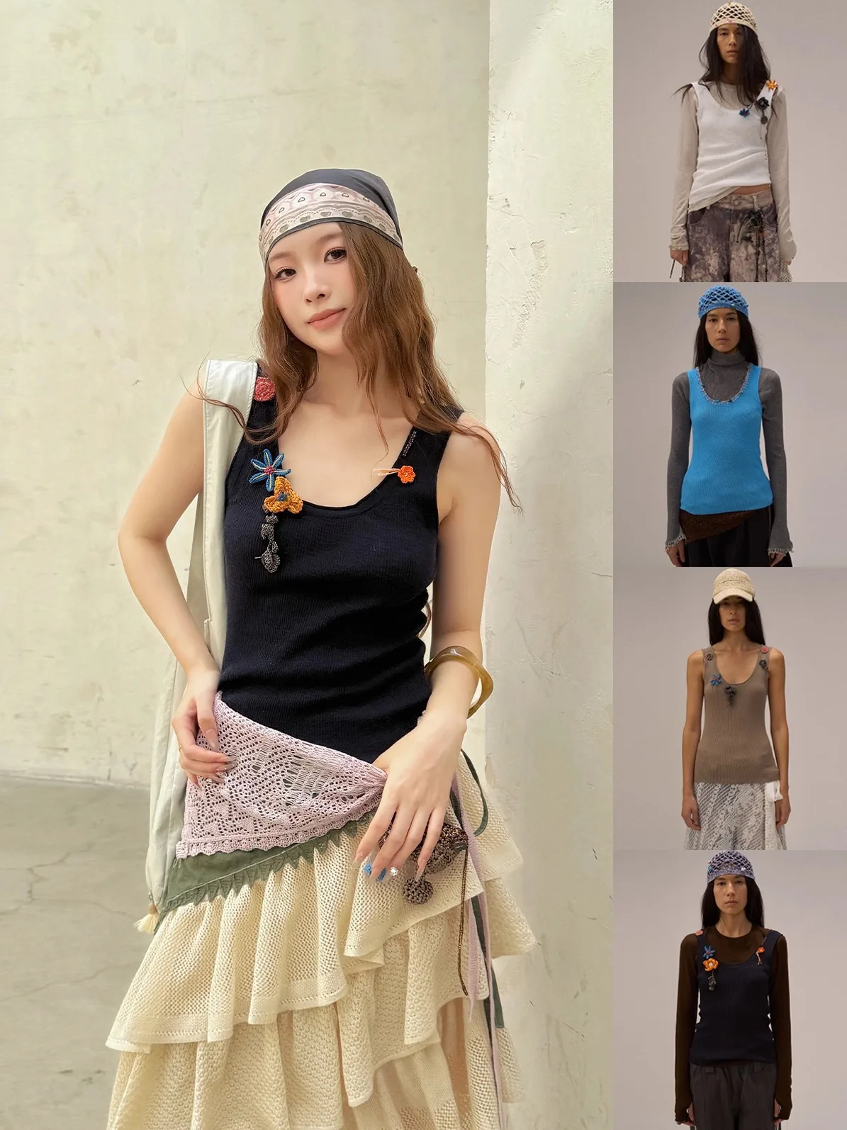 

E Artist Brand Lace Vest DEARSOCUTE Handpied Boutique Casual Sle Slim Fit Nylon Linen Blend Women's Top