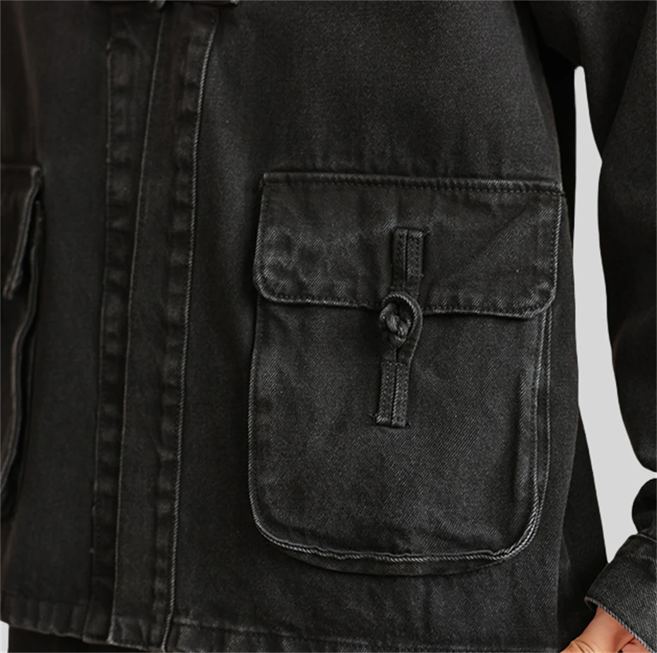 Large Size Denim Jackets Men Vintage Washed Jacket Mens Disc Buckle Loose Casual Jacket Coat for Man Spring Autumn Tang Suit 5XL