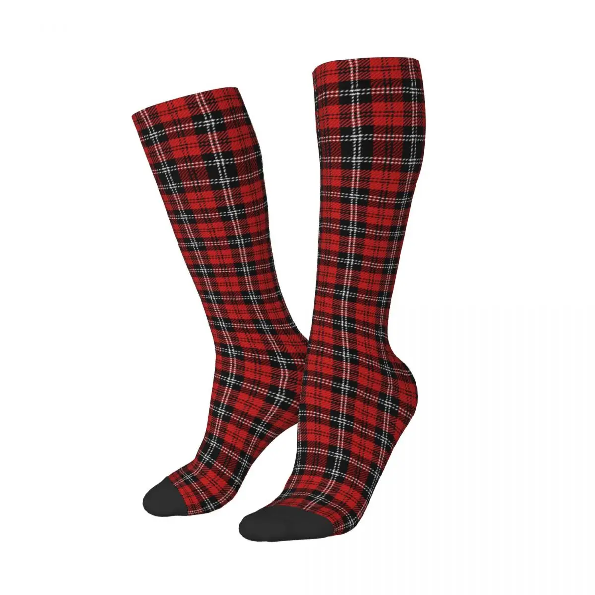 Christmas Tartan Plaid Scottish Pattern Unisex High Socks for Men Women Autumn Winter