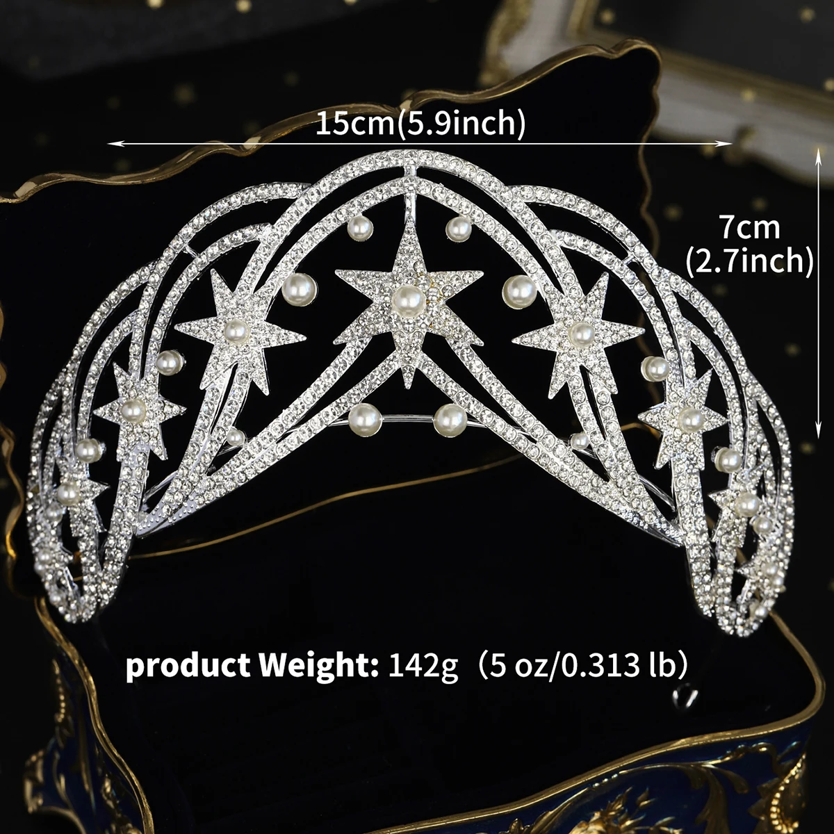 Luxury Celebrity Style Hair Accessories Wedding Tiara Vintage Crown For Women ins Style Star Rhinestone Pearl Crown As Gifts