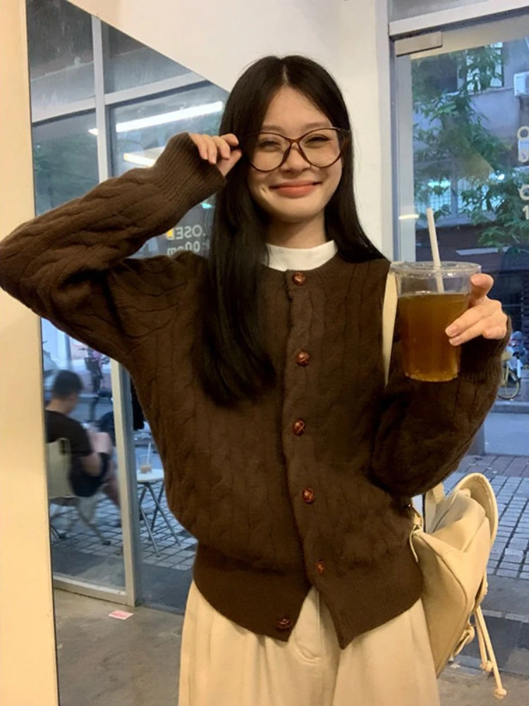 

New Autumn Long Sleeve Knittedwear Coat Women Plush Soft Loose Sweater Knitted Cardigan Jacket Korean Fashion Versatile Cardigan