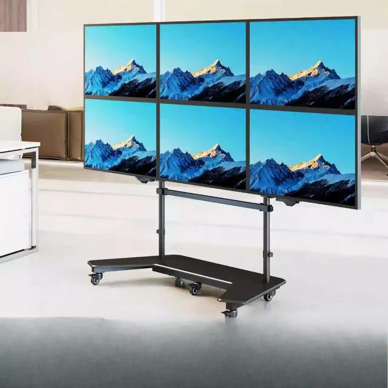 Monitor floor bracket Robotic arm Multi-screen movable four-screen six-screen nine-screen rotating telescopic cantilever hanger