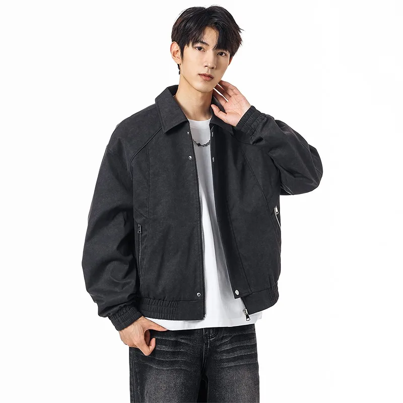 

Осенне-зимний карман на молнии с лацканами, американский повседневный однотонный кардиган с длинными рукавами, модная куртка, повседневный топ