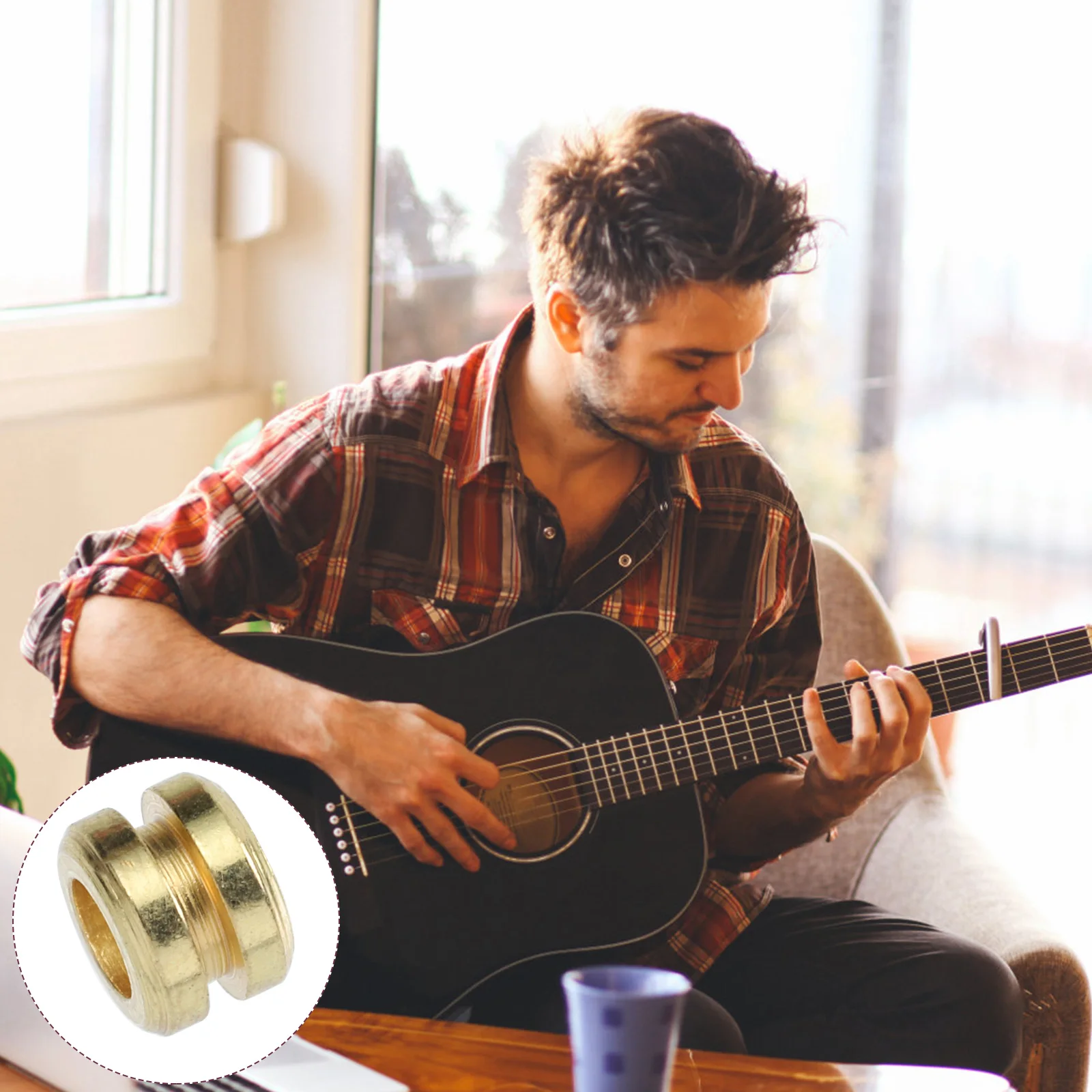 

10pcs Guitar String Beads Zinc Alloy Wooden Durable Replacement Parts Folk Guitar Accessories Refitting Bead Practical Efficient