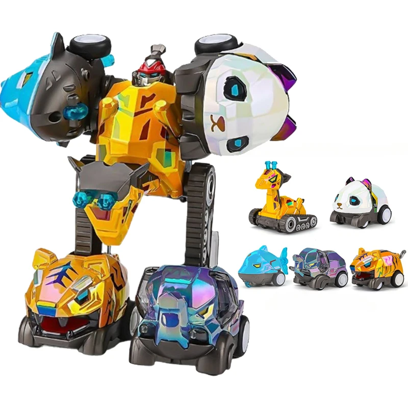 

5 IN 1 Animal Deformation Robot Alloy Plastic Model Toys Computer Desk Ornament Children's Toy for Boys Xmas GiftsBirthday