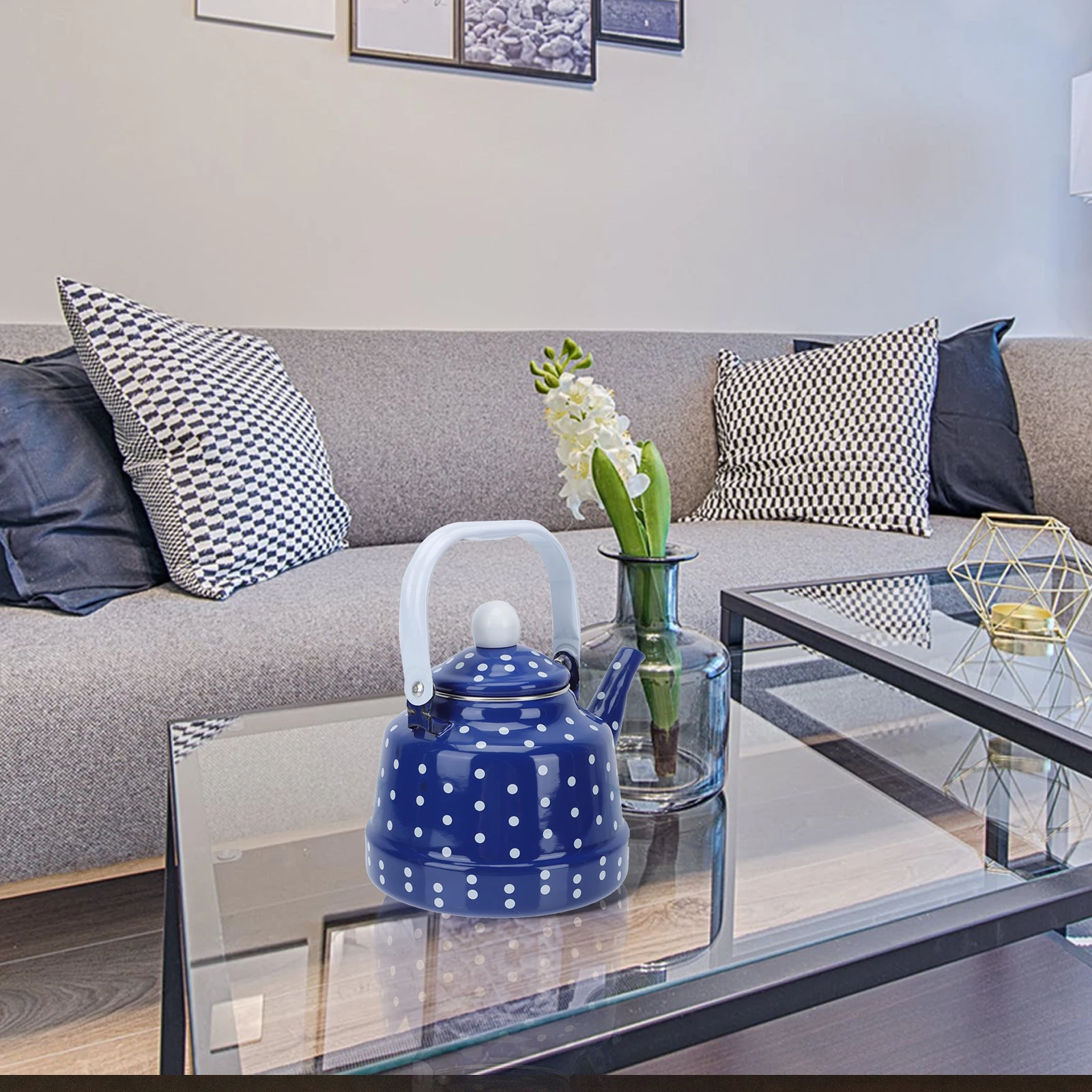 

1Pcs Dot Enameled Teapot High Quality Enamel Material Fast Heating Water Kettle Large Capacity Spout Lid Seal No Harmful