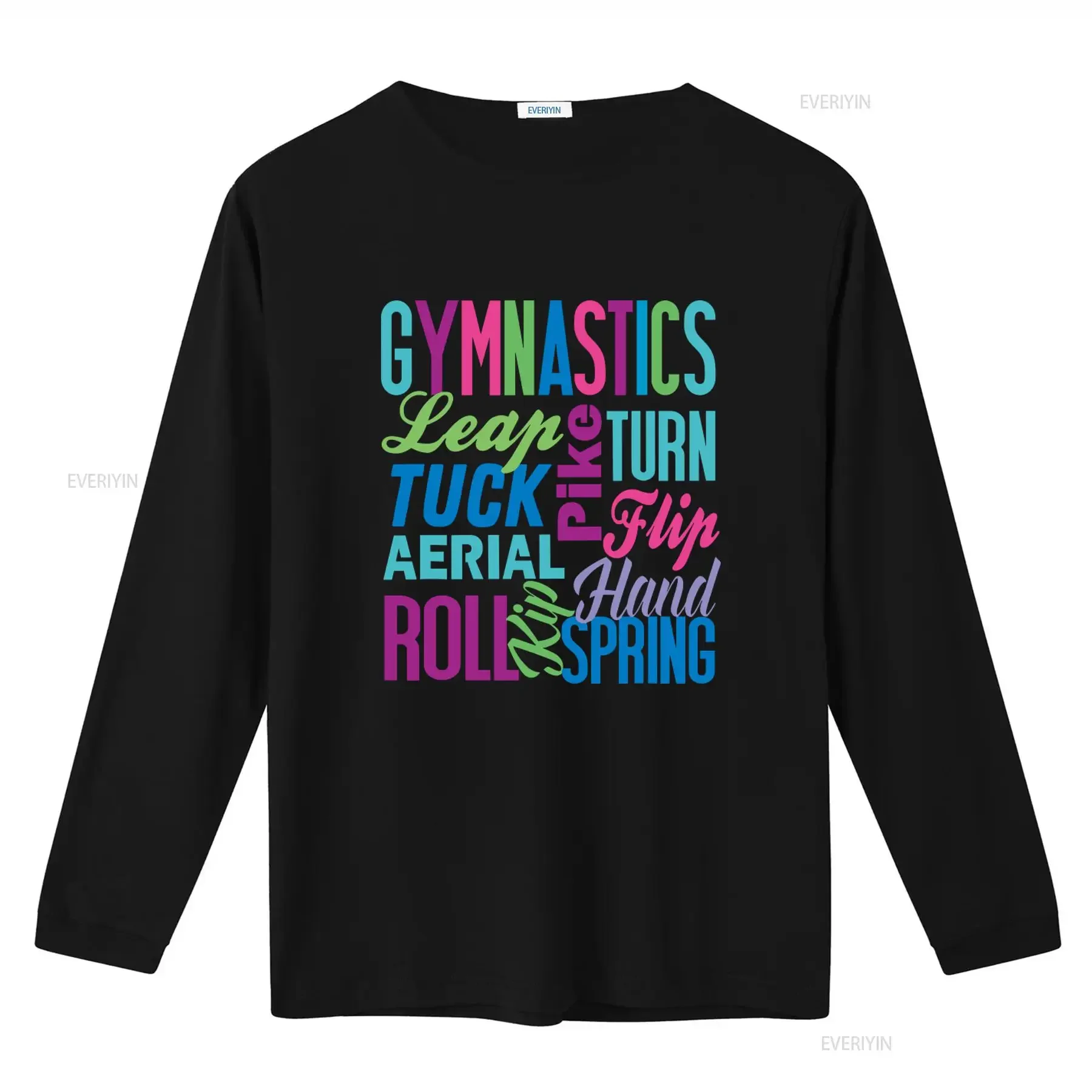 Colorful Gymnastics T Shirt for Girls with Leap Turn Tuck Pike Flip Aerial Roll Hand Spring Print vintage Washed fashion