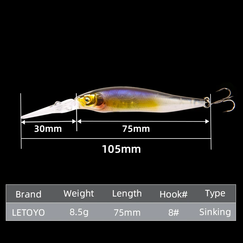 غرق أسماك الصيد إغراء 8.5 جرام 75 مللي متر Jerkbait تعليق كرانكبيت المتذبذب الاصطناعي الطعم الثابت باس بايك جثم الصيد المسار