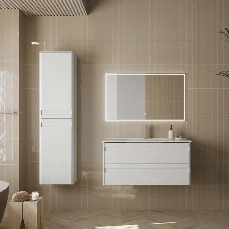 

40" White Single Vanity Cabinet w/ Onyx Basin & 3 Drawers