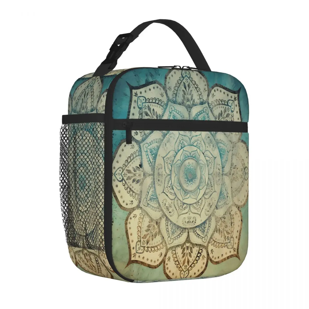 Bestselling Faded Indian Mandala Vintage Meditation Mandala Ruffled Office Lunch Bag Festival Outing Lunch Handbag