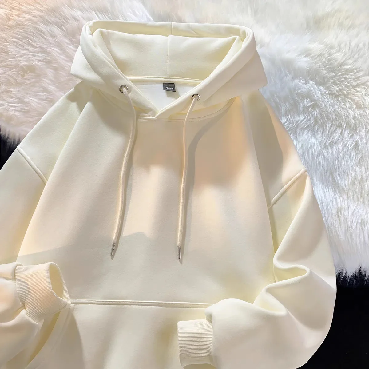 مقنعين الرجال البلوز لون نقي صوف مبطن سميكة عادية الخريف الشتاء تنوعا الأمريكية هونغ كونغ نمط العصرية أعلى Coa #2