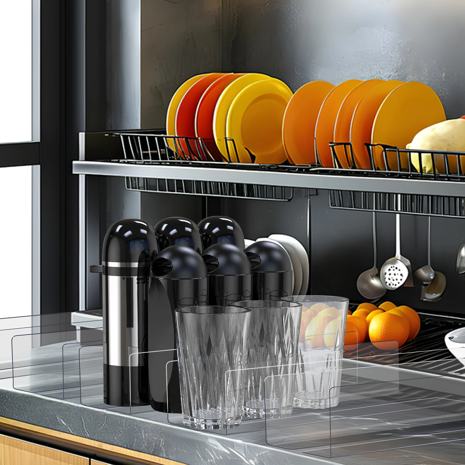 

6Pcs L Type Transparent Shelf Dividers Plastic Nail Free Shelf Separators for Supermarket Closet Dividers