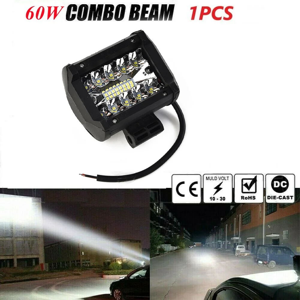 1 Pcs Car 60W LED Work Light Bar Spot Flood For Combo For Pods Offroad Fog Lamp SUV  For ATV UTV Automotive Accessories