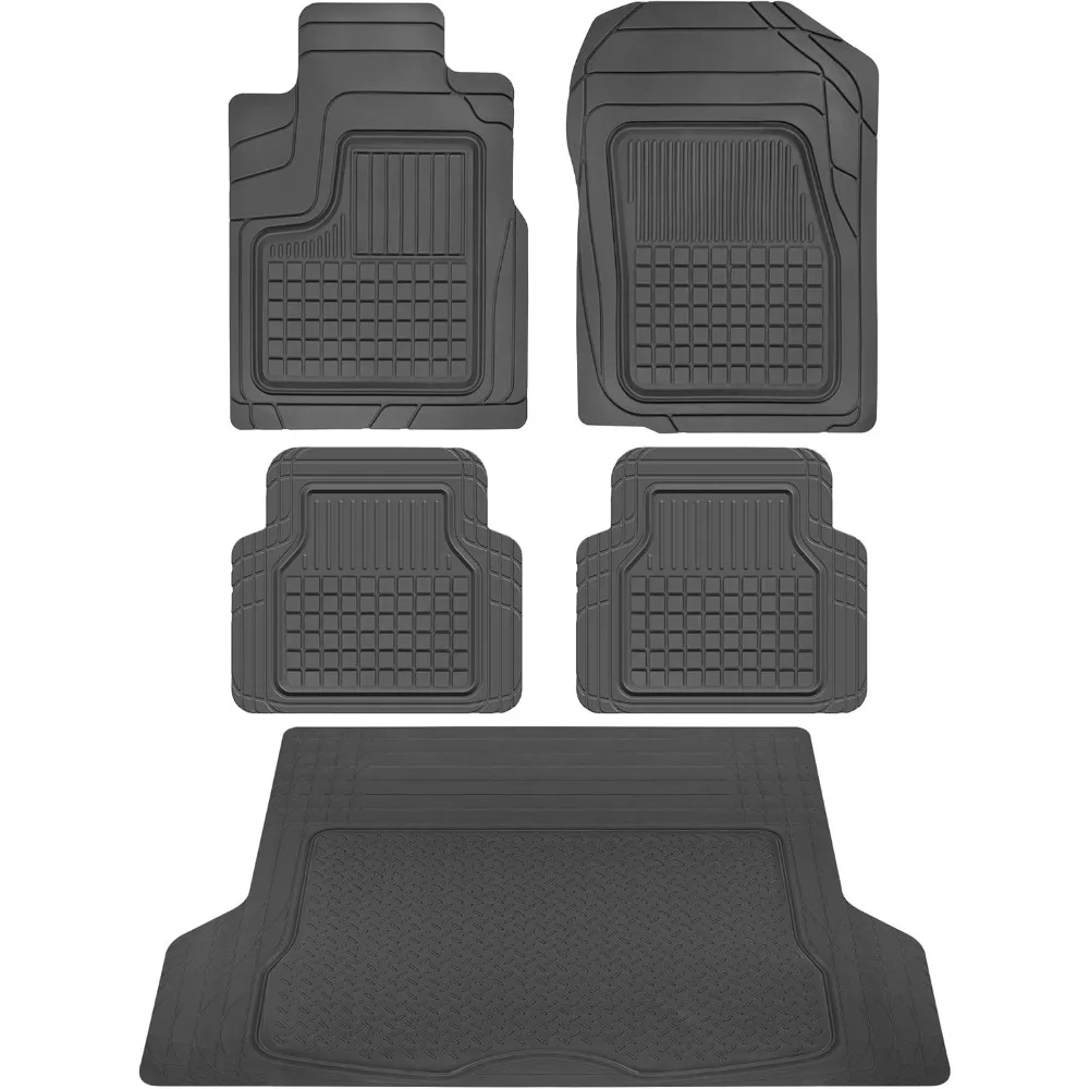 

US Performance Plus Rubber Car Floor Mat & Cargo Truck Liner All-Weather Heavy Duty, 5 Piece, Semi Custom Fit