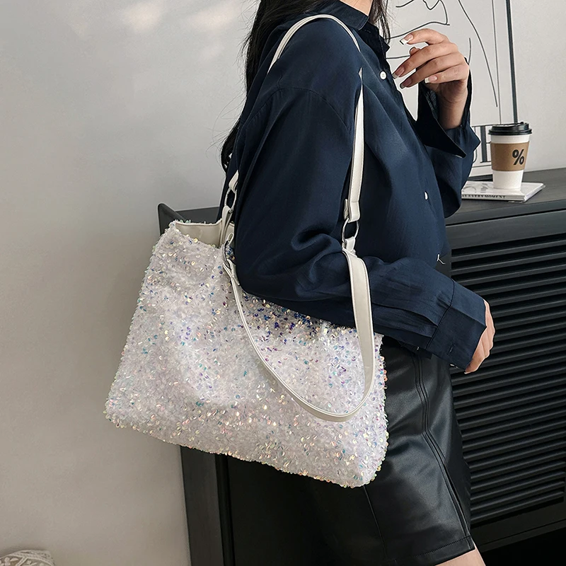 Women Bag Sequin Bag Lady New Fashion Large Capacity Tote Bag Underarm Shoulder Bag Popular Commuter Bag High Quality Handbags