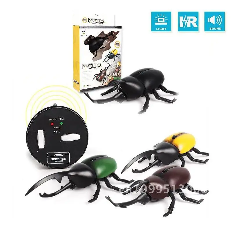 Lighting Control RC Beetle Simulative Remote Infrared Animal Electric Christmas Sound Toy Novelty Kid Terrifying Funny Gift with