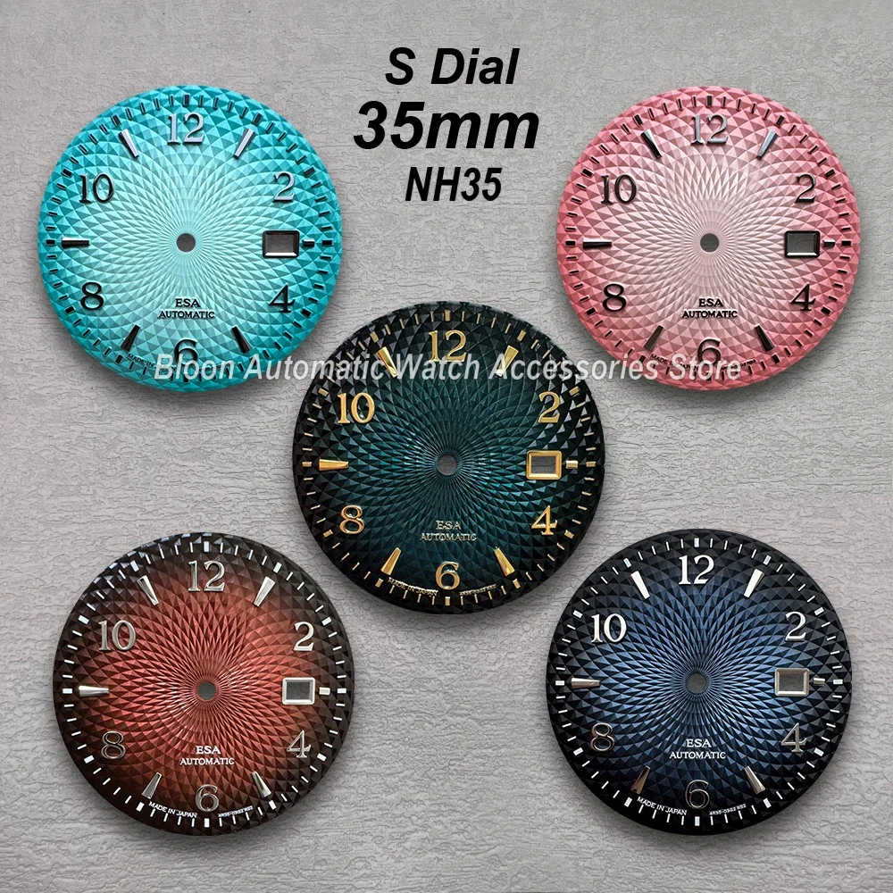 35mm Cocktail S Dial Fit NH35/NH36 Automatic Movement High-Quality NH35 No Luminous Watch Modification Accessories