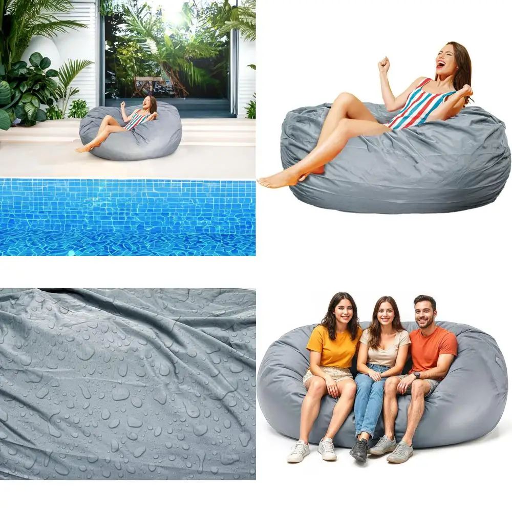 

Water-Resistant Outdoor Bean Bag Chair, Comfortable for Patio, Backyard, Deck, Garden, and Home, Grey