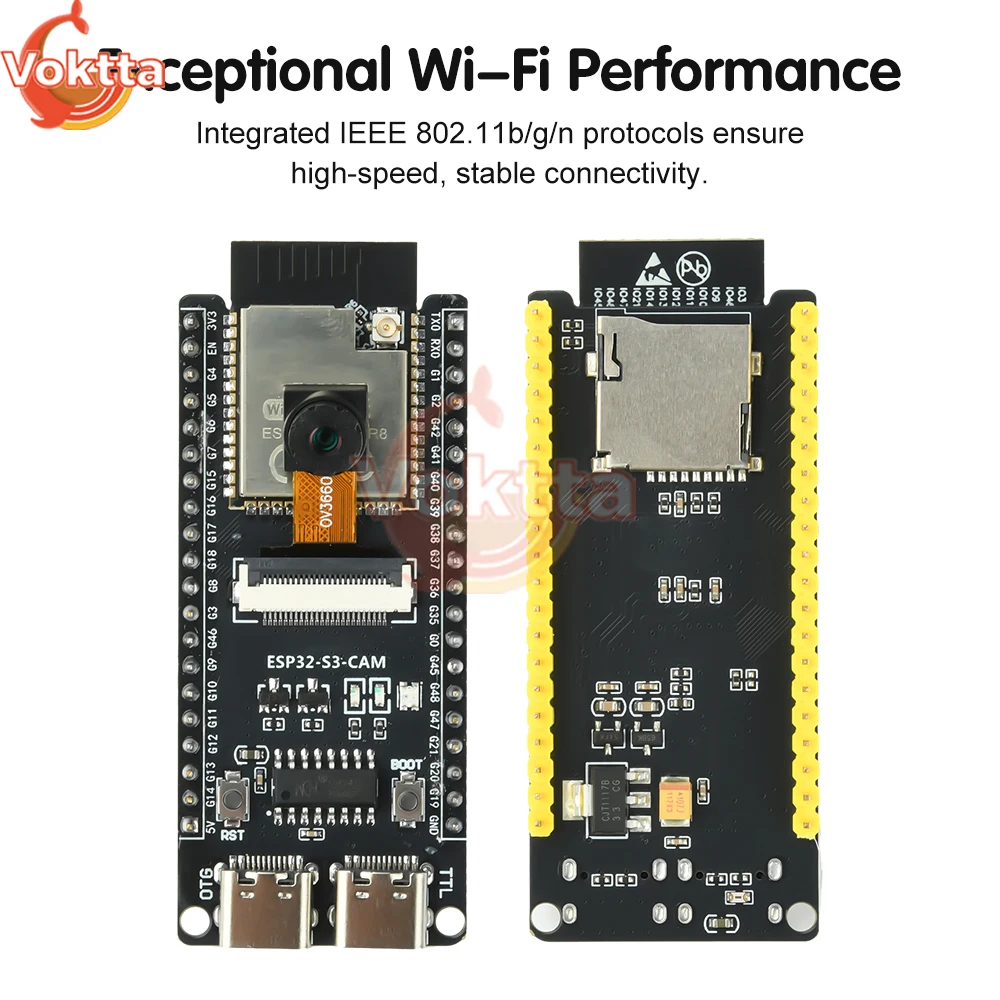 ESP32-S3-CAM Development Board WIFI Bluetooth Core Board OV3660 Camera Module Onboard ESP32-S3-N16R8 CH340 Module Dual Type-C