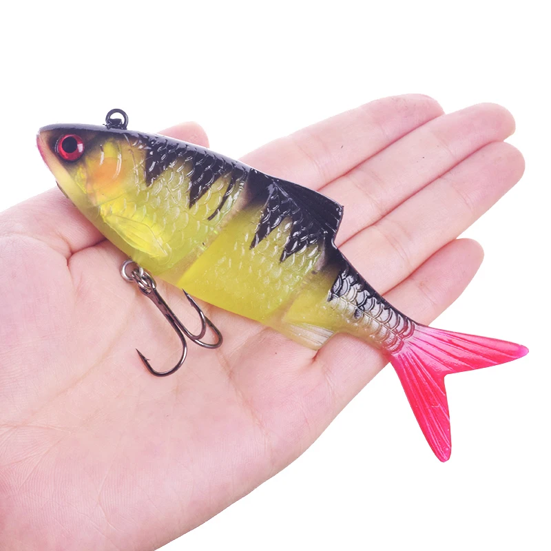 1 Pcs Sinking 3 Joints Fishing Soft Lures 12cm 31g Trolling Wobblers Tackle Silicone Artificial Bait With 4 # Hook for Bass Pike