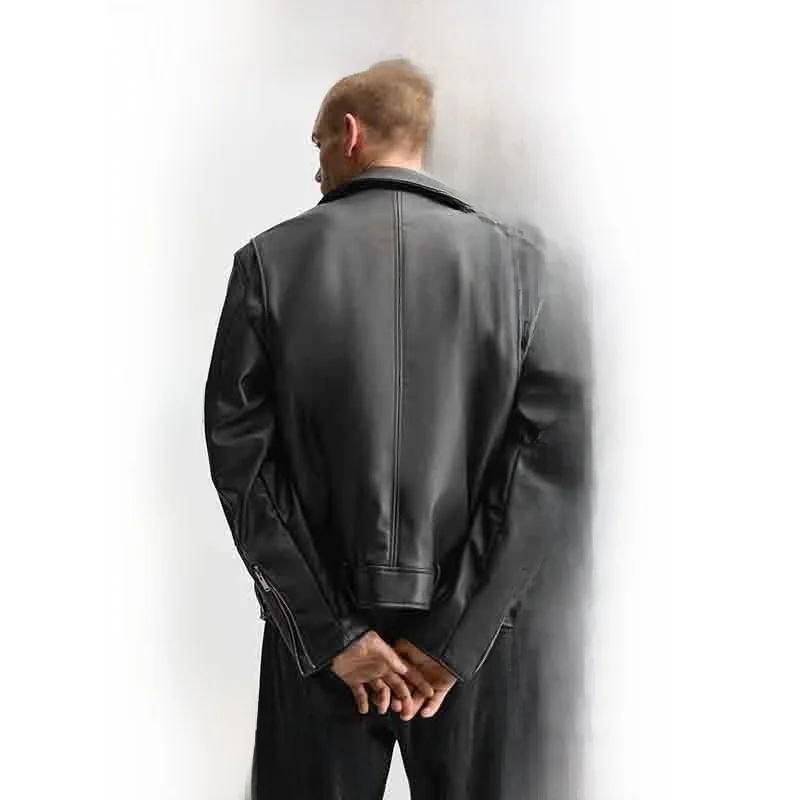 

Новинка 2025 года, осеннее мужское модное кожаное пальто Jaet, мотоциклетное пальто на молнии из искусственной кожи, молодежное повседневное зимнее длинное пальто Vitali...