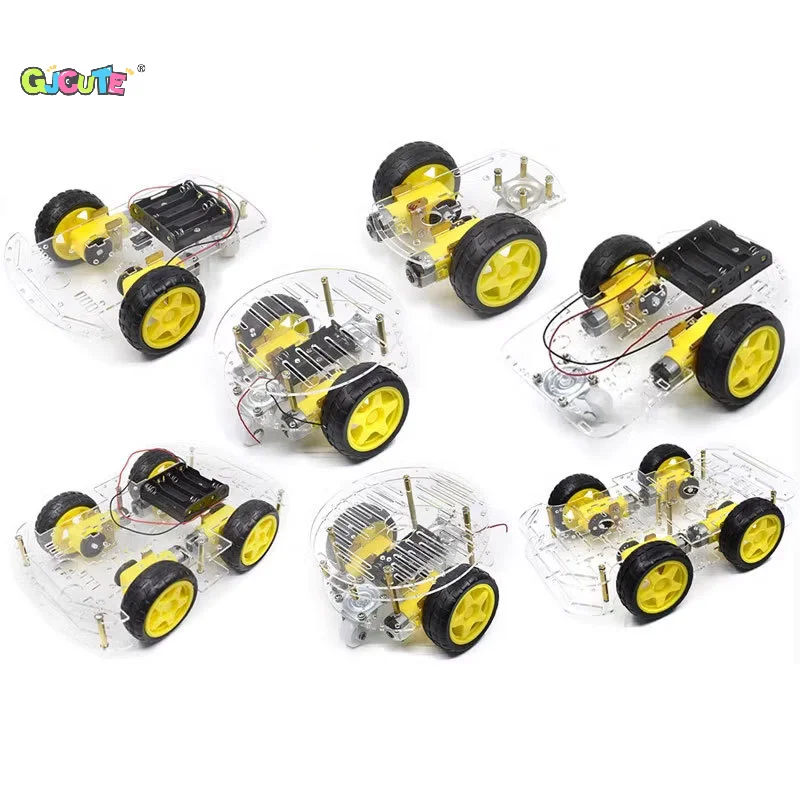 

Speed Encoded DIY Deterrence Tracking Motor Robotic Car Chassis Kit with Battery Slot; 2WD 4WD Module for UNO R3