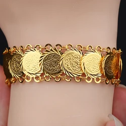 Copper African Party Jewelry Gifts Ethiopian Jewelry Coin Chain Dubai 24K Gold Color Middle East Bracelet for Men and Women