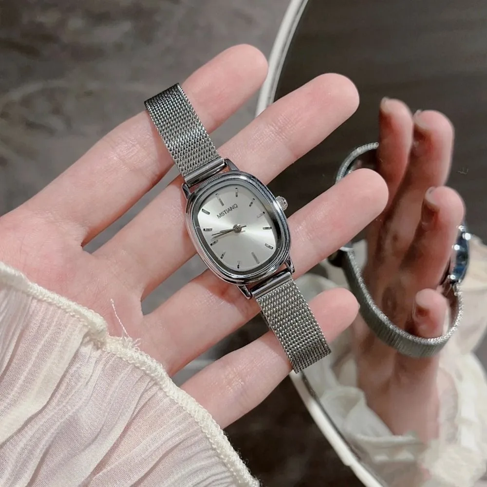 Orologio da donna semplice con quadrante ovale Orologio da polso da donna verde viola Orologio al quarzo in acciaio inossidabile Regali