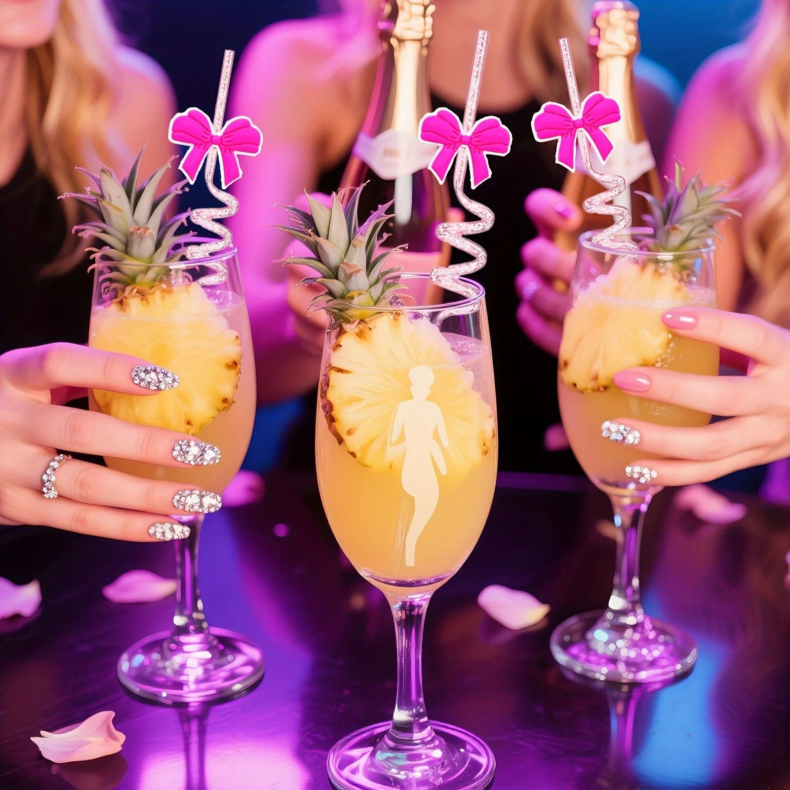 8/18pcs Bow-Shaped Plastic Spiral Straws, Reusable, Ideal for Family Gatherings & Parties, Fun Colors Add Vibrancy to Any Celebr