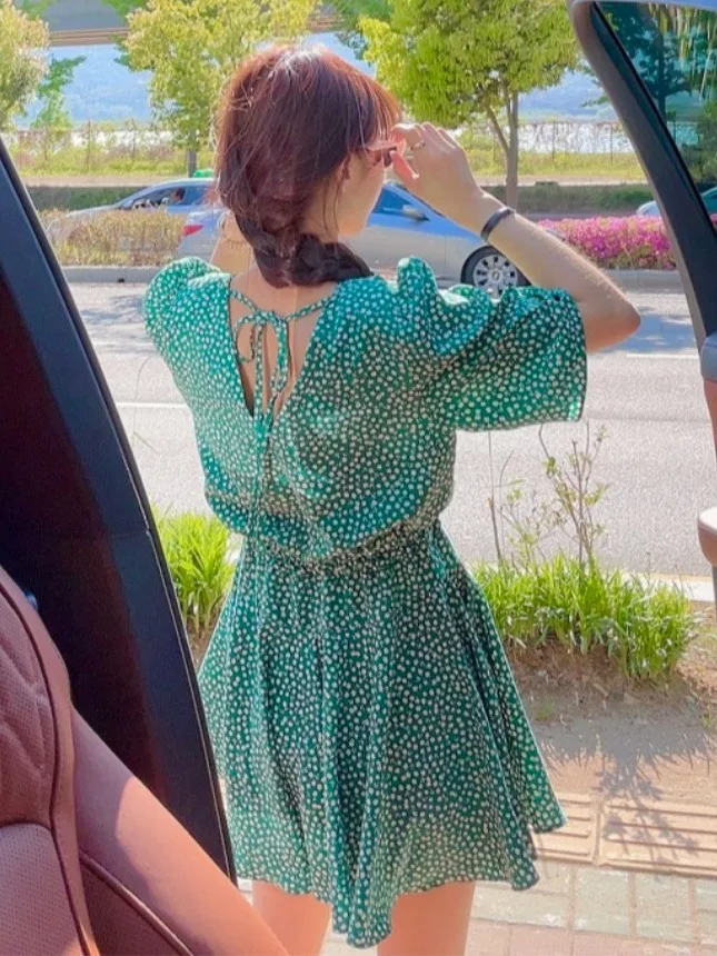 Ele Summer Floral Print Dr with Inner  Pants Versatile Sweet And Sal Sle Quali Fabric Chinese Manufacturer