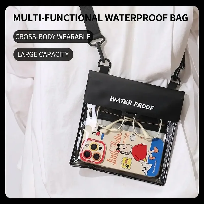 

Водонепроницаемая сумка для телефона большой вместимости с сенсорным экраном, герметичный чехол для плавания и дайвинга, сумка через плечо для пляжа и активного отдыха