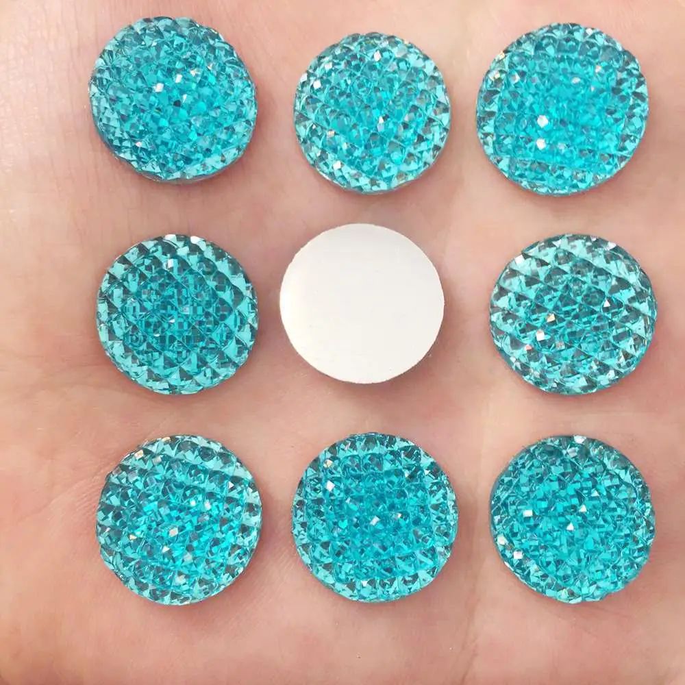 DIY Craft 20pcs 16mm Resin Round Dotted Rhinestone Flatback Cabochon Gem K10