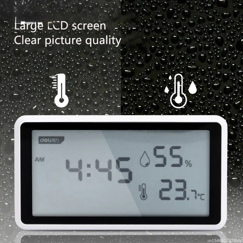 Youpin Deli Electronic Thermometer Hygrometer Weather Station High Precision with Table Clock Function Temperature Controller