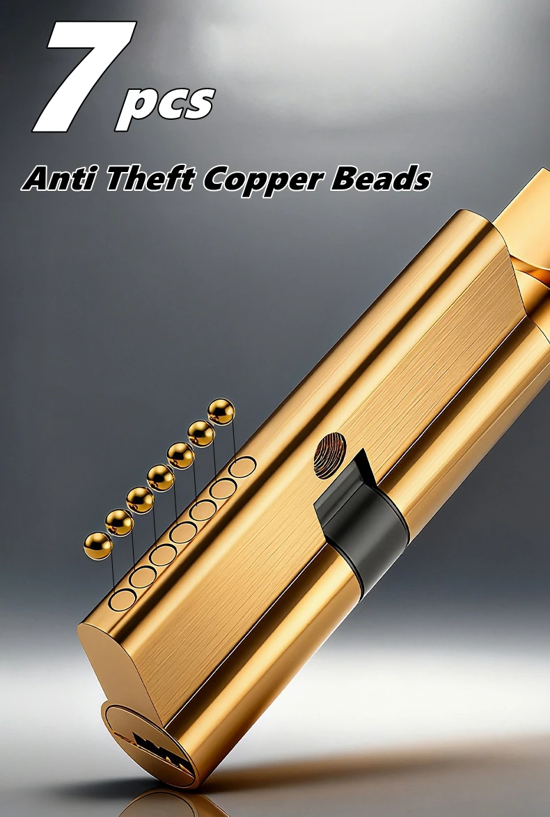 Cilindro de fechadura substituível para casa, porta interna antirroubo, cilindro de fechadura excêntrico com chaves, liga de zinco e alumínio, liga de cobre