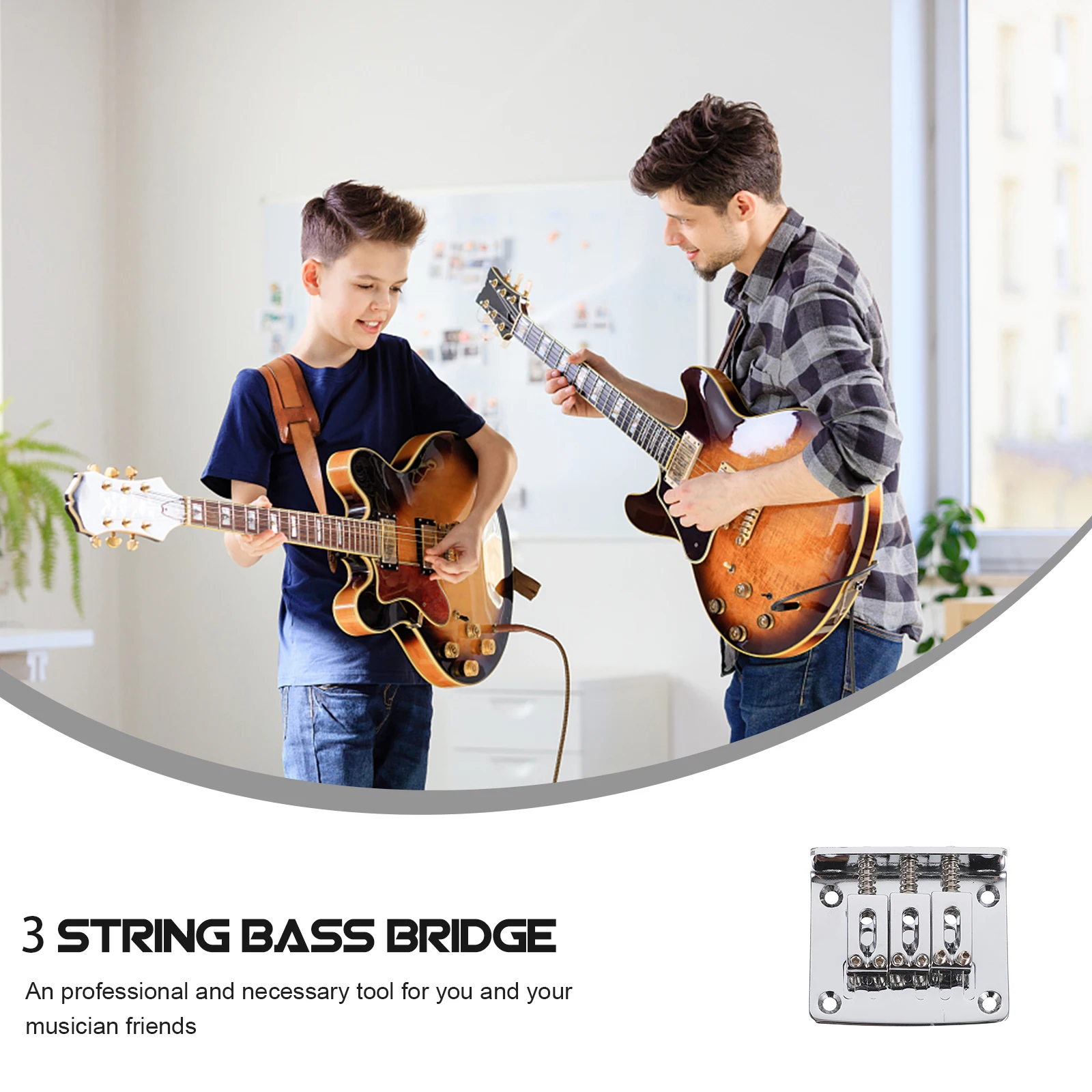 

Bass Bridge Guitar Bridge Vintage Style Bridge Guitar Bridge with 4 Screws 3 String Guitar Bridge