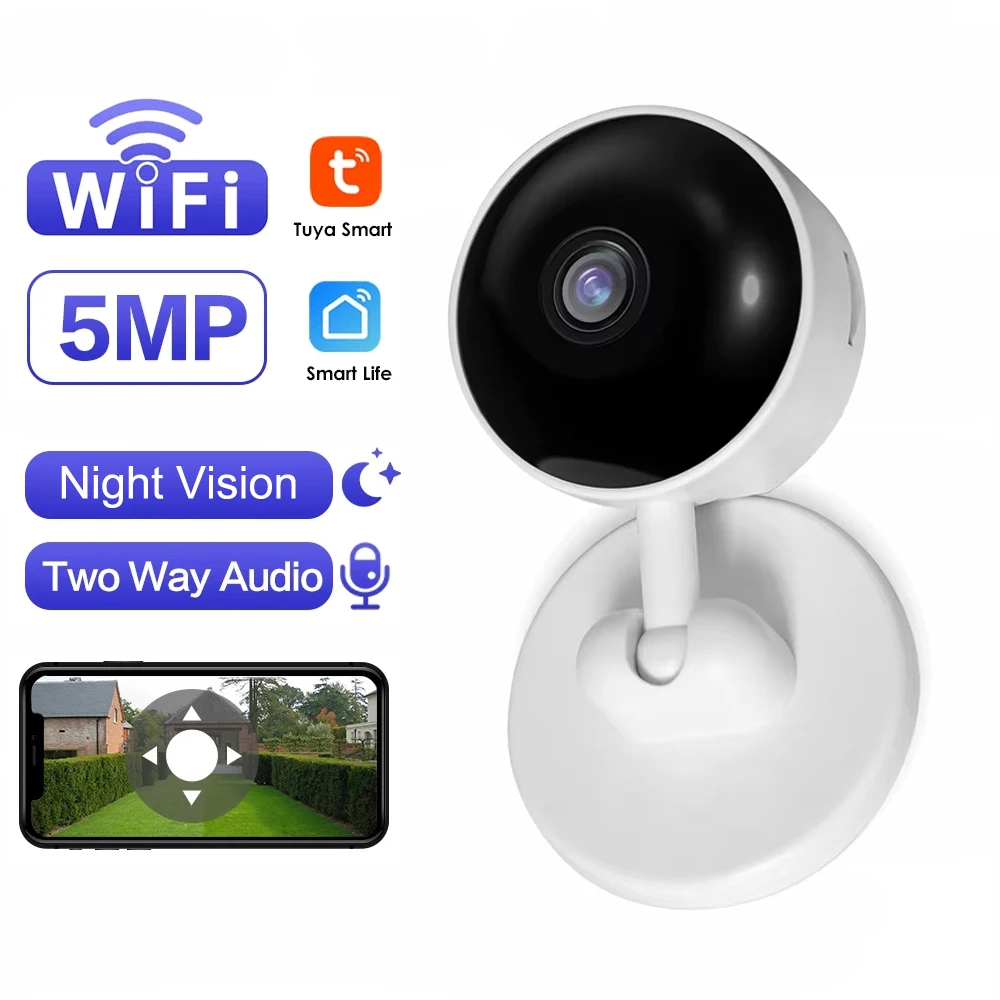 Tuya 5MP Ai WiFi IP-camera Indoor Home Security Minicamera Tweeweg audio Nachtzicht Bewegingsdetectie CCTV Video Loop Record