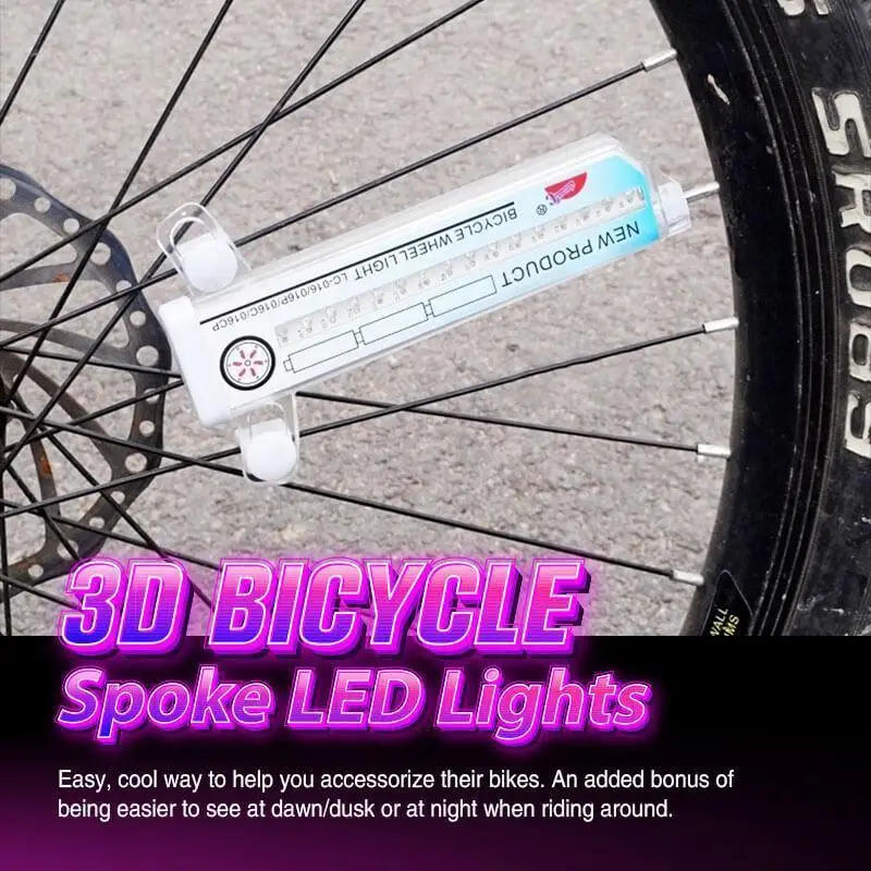 3D Bicycle Spoke LED Neon Lights Bike Motorcycle light For Cycling Safety Warning Motocross Wheel Color Hot Wheels Accessories