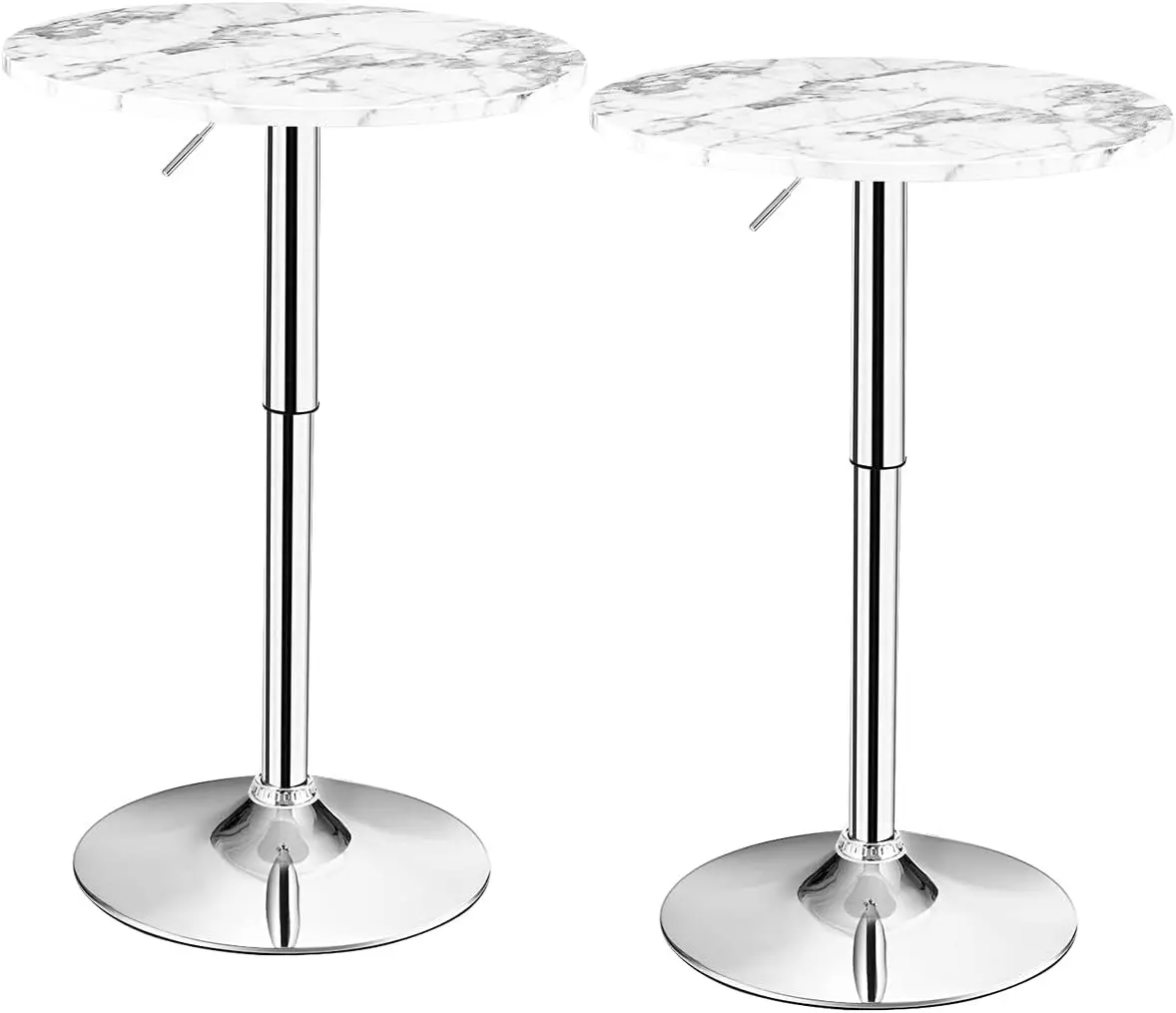 

Adjustable Swivel Pub Table, 28-36" Height, 360° Rotation, White Marble Top, Sturdy Iron Base