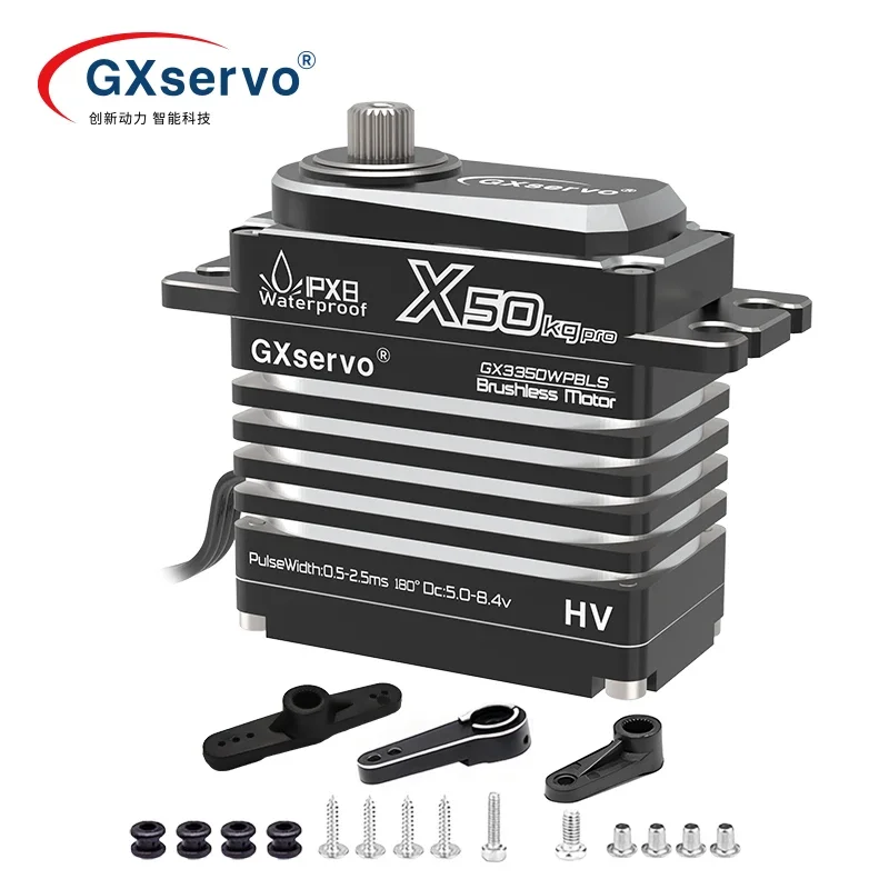 GXservo 50kg Waterproof Servo Pwm Digital Servos Brushless Motor High Torque Metal Gears Servo for 1/8 1/10 1/12 Rc Car Robots