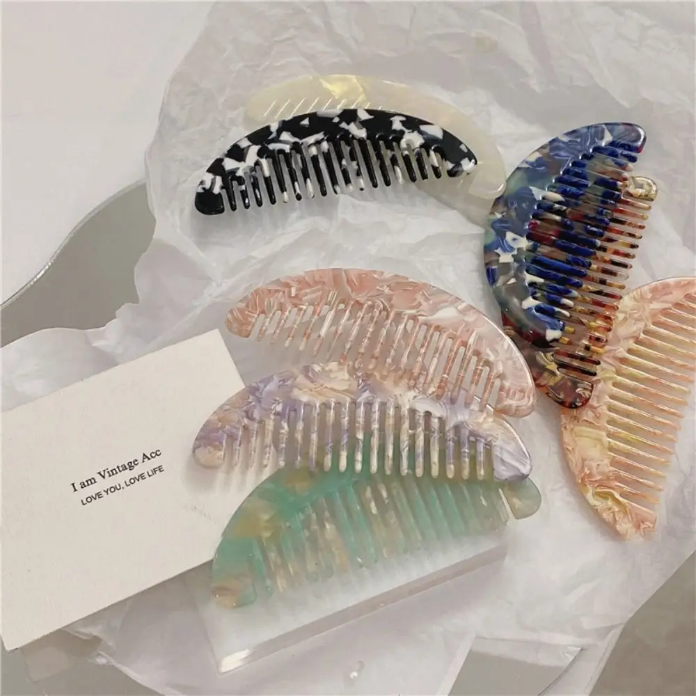 Simple Korean Retro Geometric Acetic Comb Fashion Colorful Acetate Pattern Hair Comb Anti-Static Temperament