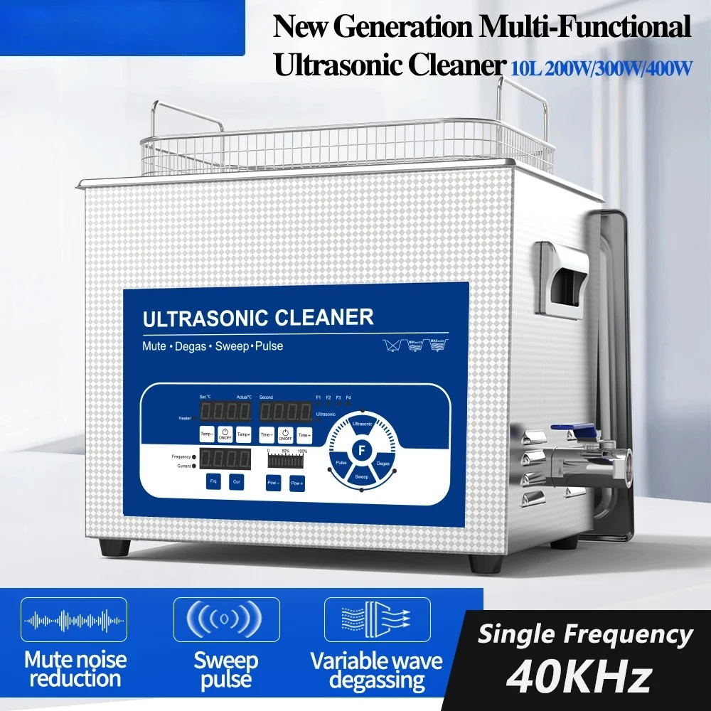 10L 200/400W Digital Ultrasonic Cleaner 28/40/80/120KHz Sweep Pulse Laboratory Precision Cleaning Machine